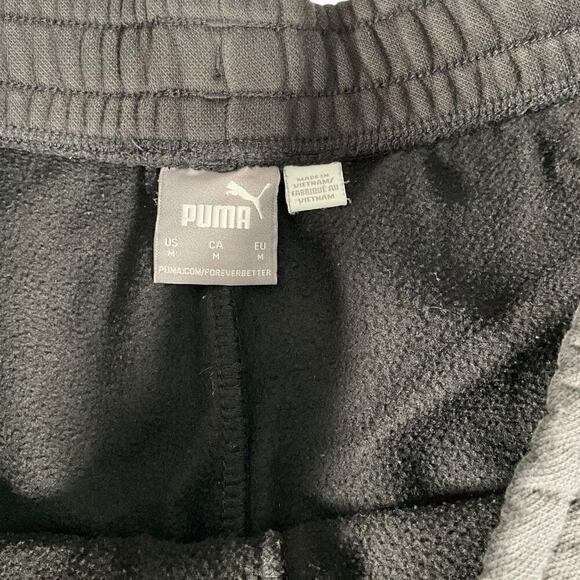 Puma Mens Sweat Shorts Black & Grey Size Medium Drawstring Waist Pockets Cozy - Picture 2 of 8